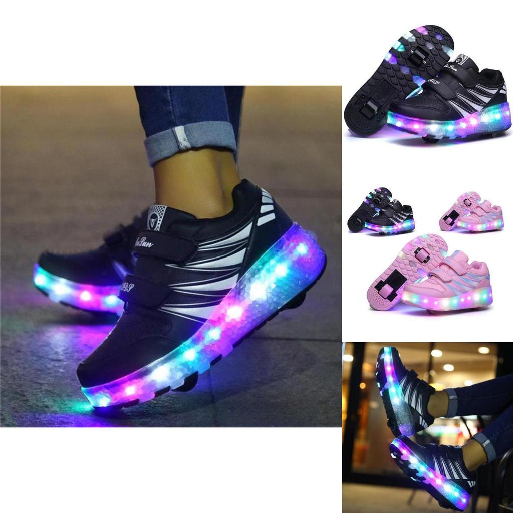 Chaussures LED de Qualité Premium avec Roues Patins à Roulettes Lumineux en Maille Baskets Homme Femme
