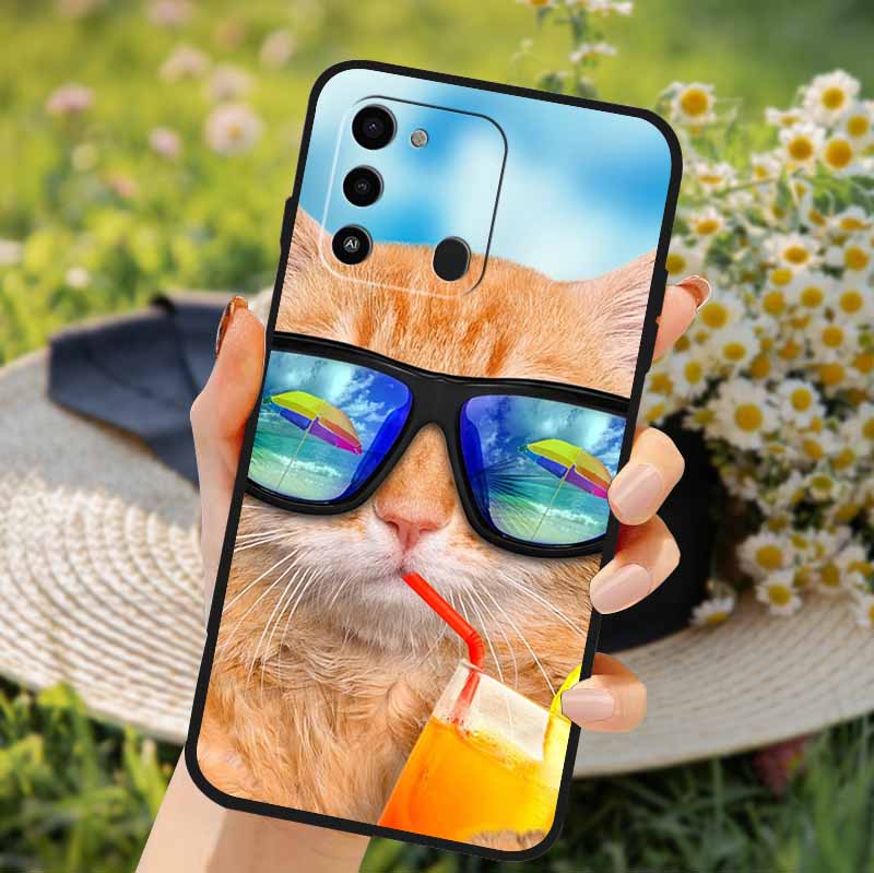 For Tecno Spark GO 2022 Case 2024 Cat Cartoon Soft TPU Silicone Phone Case For Tecno Spark 8C Cover Protective Spark8C KG5k KG5j