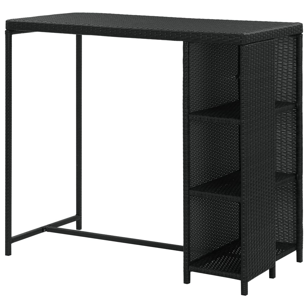 Bar Table with Shelf Black 120 X 60 X 110 Cm Poly Rattan