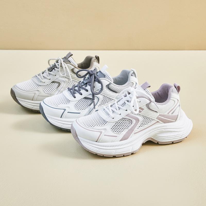 Nové dámské tenisky pro léto Studentské sportovní a volnočasové Streetová fotografie Síťované Prodyšné a Zvyšující výšku