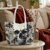 Vintage Skull Print Tote Bag Fashion Casual Shoulder Bag for Daily Use