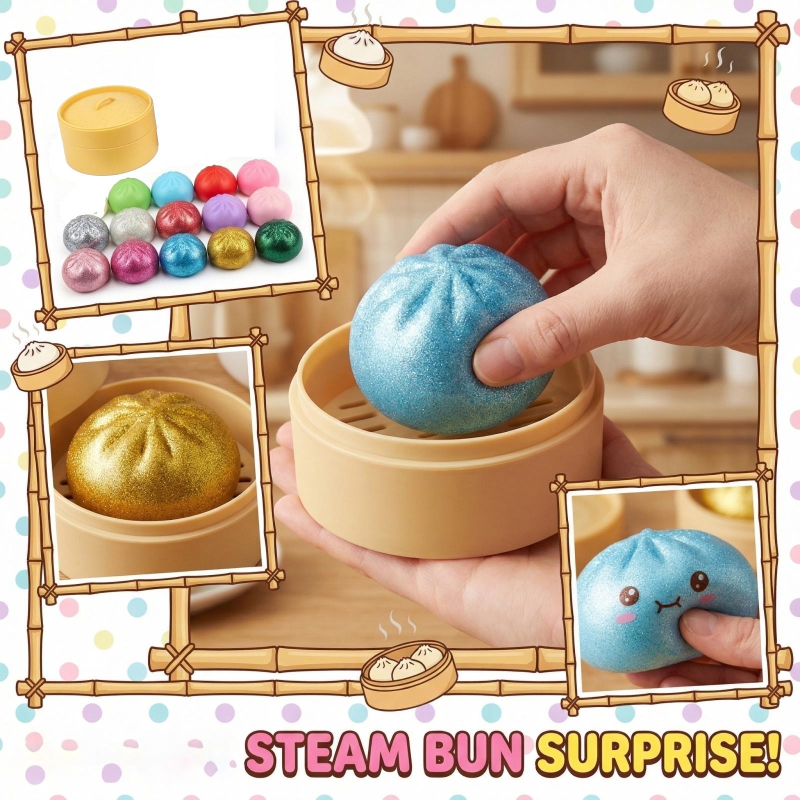 

Set of Cute Plush Dumpling Toys with Smiling Faces Soft Squeezable Collectible Steamer Box Packaging for Kids Adults One Size білий