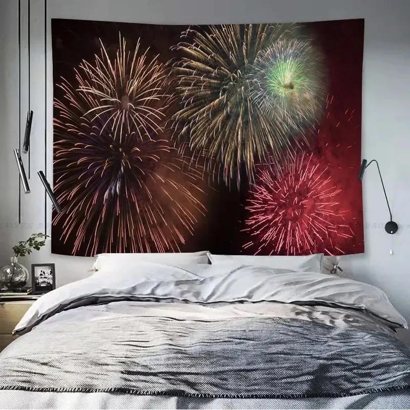 Dormitory Bedroom Tapestry Fireworks Cartoon Pattern Tapestry