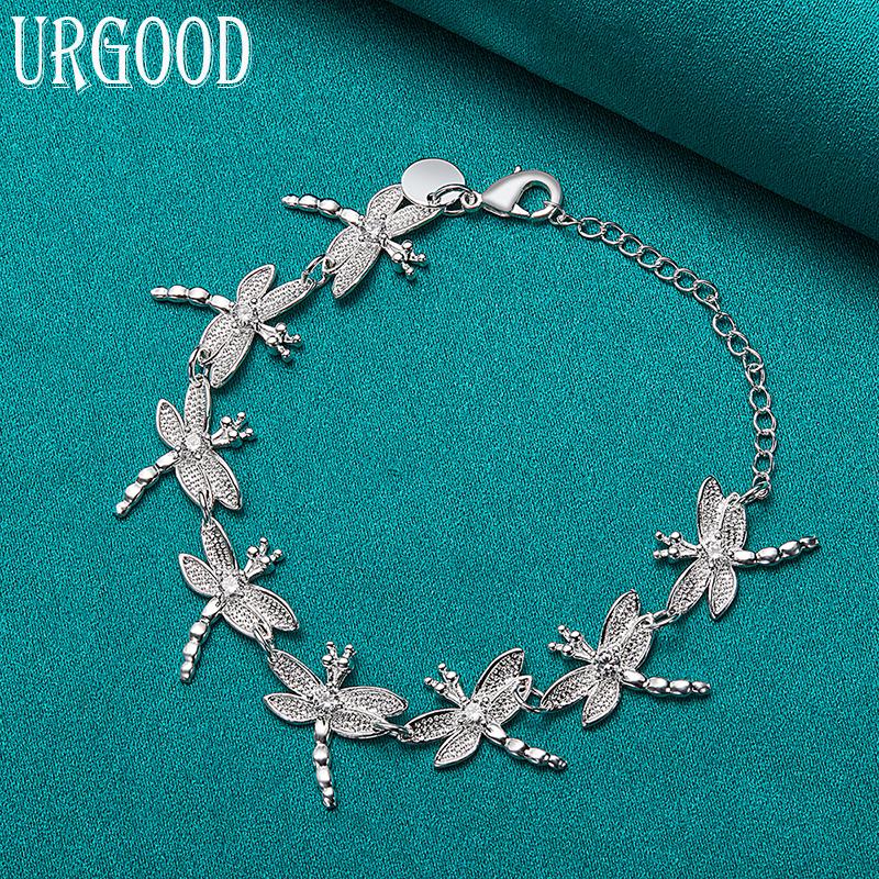 925 Sterling Silver Dragonfly Bracelet Romantic Jewelry