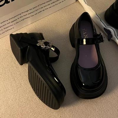 With Skirt Temperament Single Shoes Women's 2025 New Small Leather Shoes Spring and Summer British Style Light Mouth Thick Heel Thick Sole Mary Jane S