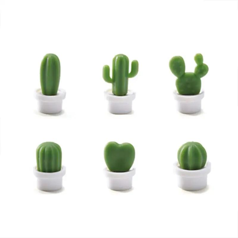 6 stk Kaktus Magnetic Message Kjøleskapsmagnet Grønn plante Pottemagnet Kaktusball Tredimensjonal kjøleskapsmagnet