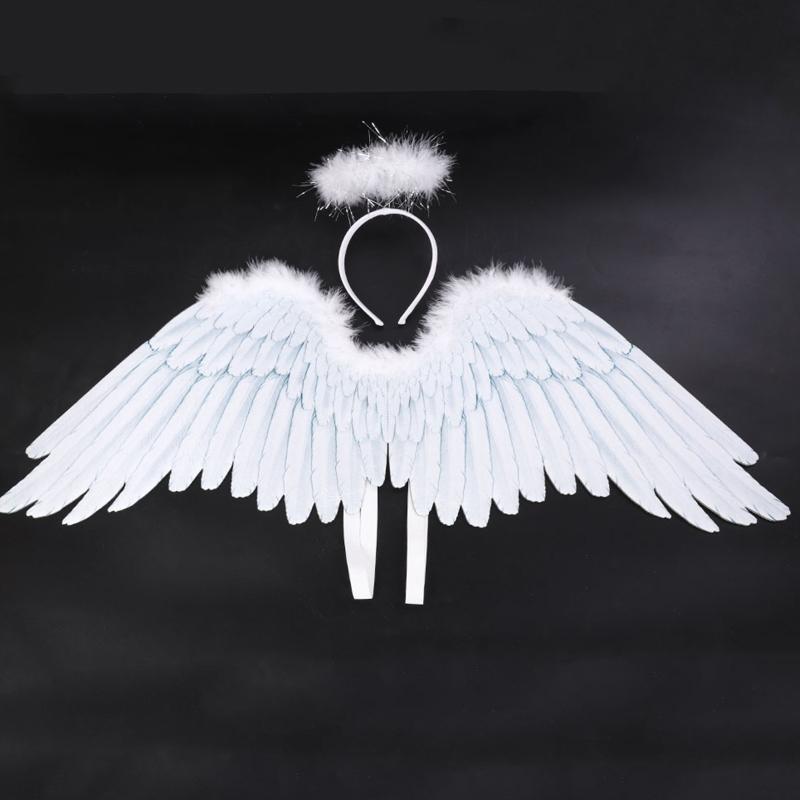 Classy Fairy Fancy Dress Feather Angel Wings Halo Hair Hoop Adult Child Feather Costume for Halloween Christmas