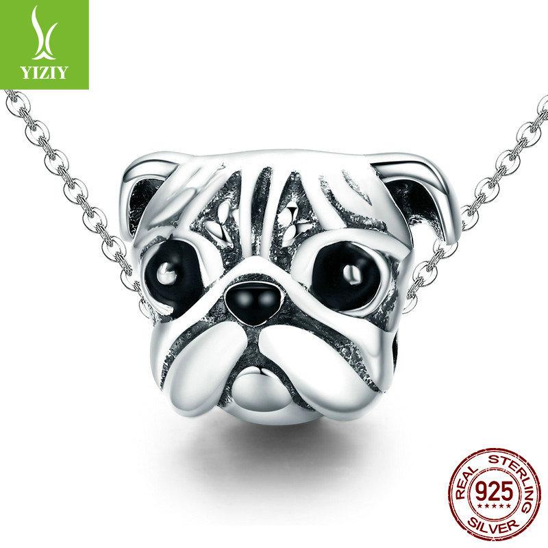 New S925 Sterling Silver Puppy Diy Animal Loose Beads Bracelet Jewelry Accessories Scc834