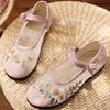 Fashion Retro High Quality Embroidery Ballet Shoes Women Round Toe Buckle Breathable Flat Sandals Fashion Casual Ethnic Style Dance Shoe