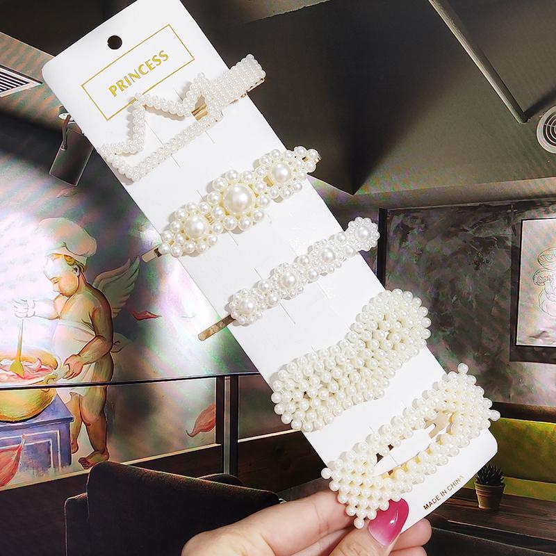 Pearl Hair Clip For Women Korean 3/4pcs Geometric Hairpins Set Hair Berrettes Girl Hairgrip Side Clip Hair Accessories