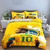 Ensemble de literie de football Neymar Jaune Parure de lit Housse de couette Taies d'oreiller Décoration de la maison (1 * Housse de couette 2 * Taies d'oreiller, sans couette)