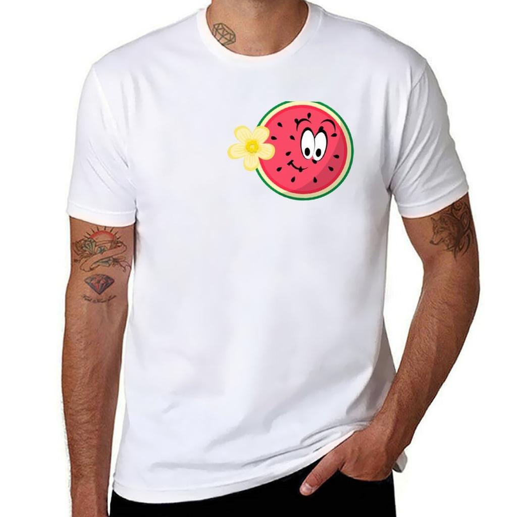 Hello Summer Watermelon TShirt Minimalist Plain Crew Neck TShirt