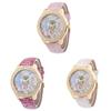 Elegant Women's Quartz Watch With Rose Floral Design And Sparkling Rhinestones