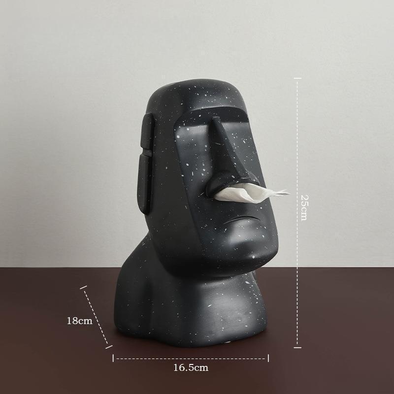 

1PC Creative Moai Statue Tissue Box Dustproof Pull-Out Resin Napkin Holder for Bathroom Car Hotel Decoration Ornament