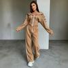 Y2K Hooded Crop Zip-Up Top Elastic Waist Wide Leg Pants 2-Piece Set Women Streetwear Casual Outfit