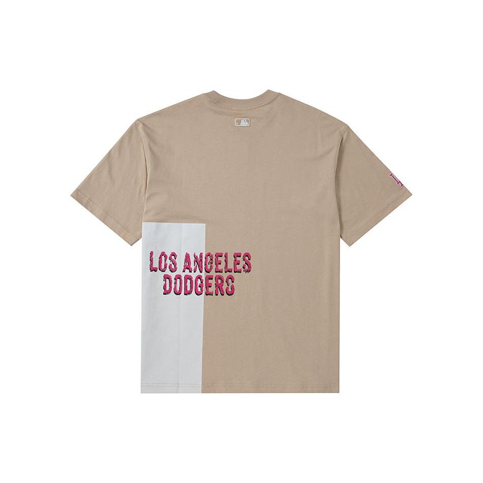 MLB Los Angeles Dodgers T Shirts Unisex Khaki Crew Neck Thin Straight Fit 3ATSL0433-07SAL