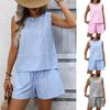 2026 Summer European & American Women's Sleeveless Round Neck Vest & Shorts Casual Fashion Two-Piece Set