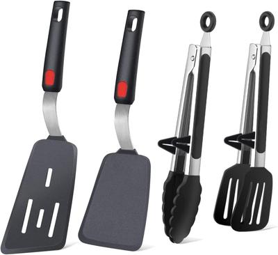 Winsall Silikon Spatula Mutfak Maşası Silikon Silikon Mutfak Maşası Pişirme ve Barbeküler için 4 Parça Isıya Dayanıklı & (İpuçlarıyla) - Isıya Dayanıklı