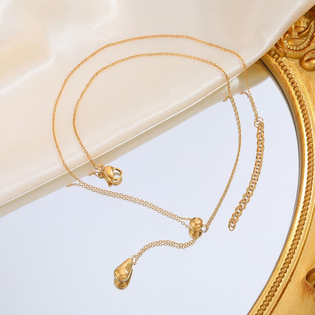 Stainless Steel Flat Cross Chain Water Drop Y-Shaped Necklace Niche Design Sense Collarbone Chain, Jewelry Nc-2030