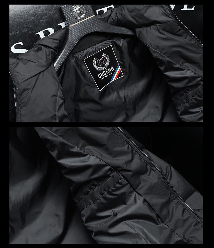 2025 European Style Men's Trendy Dark Floral Stand Collar Down Jacket