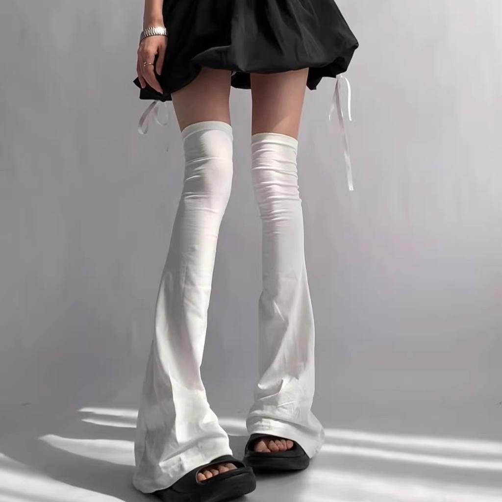 Lolita Jk Strap Up Leg Warmers for Women Y2K High Tube Socks Wide Leg Cover Stockings for Streetwear Party Cosplay Accessories