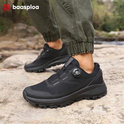Men Outdoor Shoes Rotary Buckle Mesh Surface Breathable Non-Slip Lightweight Men Outdoor Brand Hiking Shoes All Match Men's Outdoor Sneakers