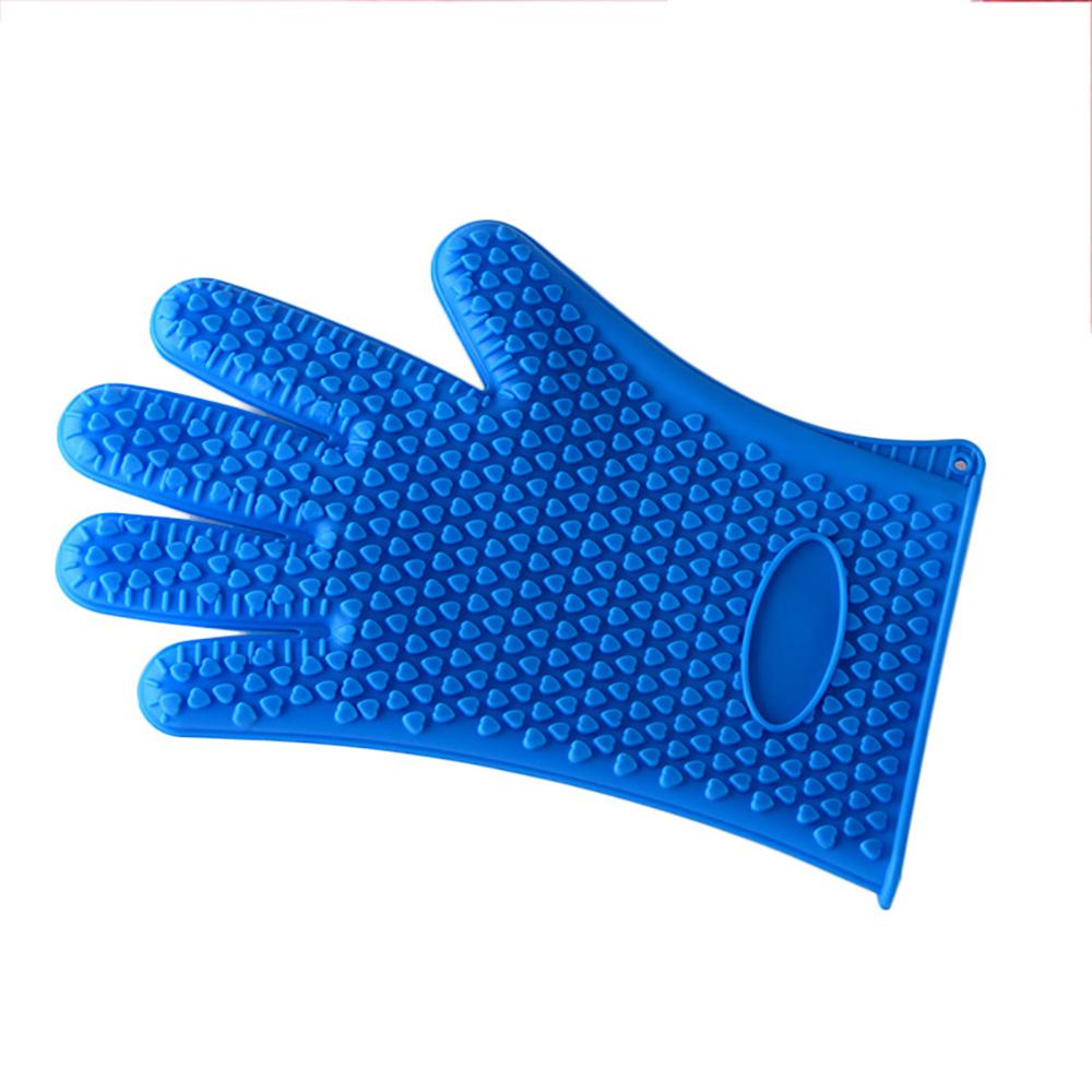 1 Pair Silicone Heat Resistant Gloves Non-Slip Baking Mitts Oven Microwave Safe Ergonomic Design Roasting BBQ Kitchen Tools 500℃
