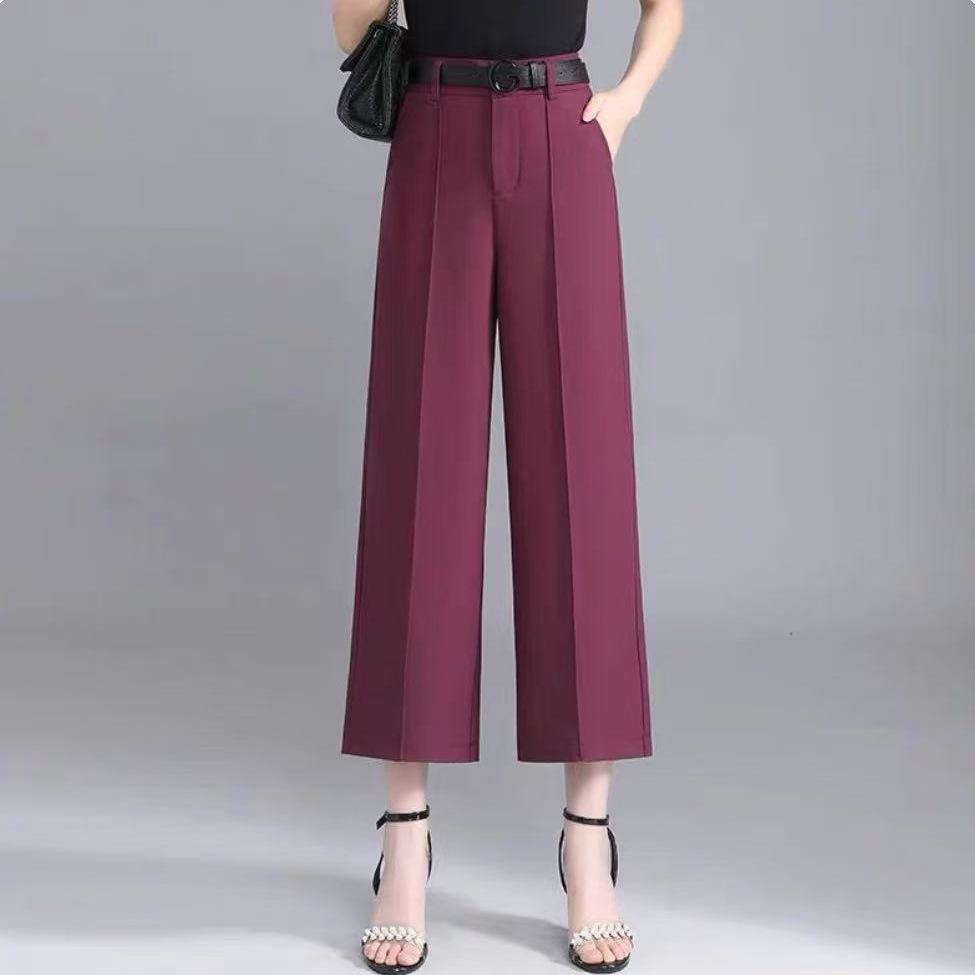 Women's Summer Drapey Wide-Leg Suit Pants, 2025 New, Versatile & Casual, Thin Nine-Point Straight Fit