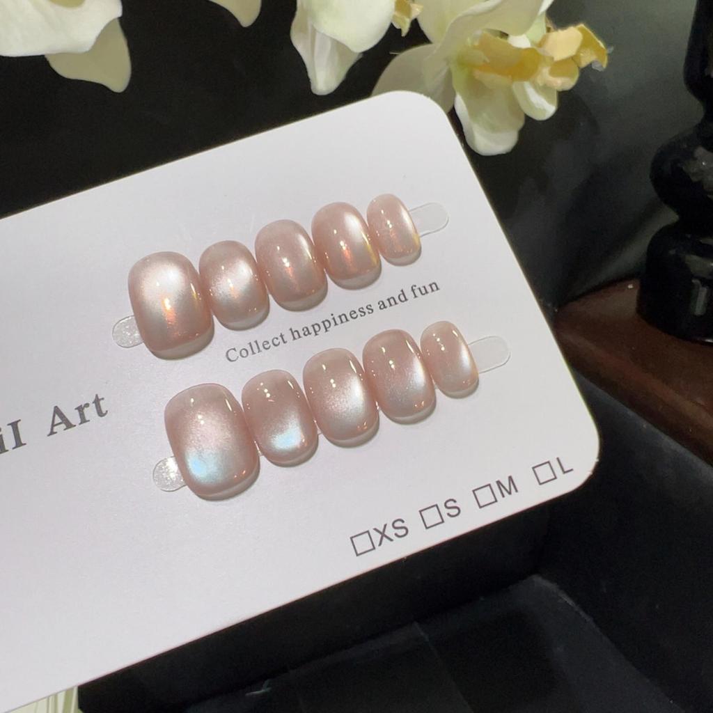 Soft & Dreamy: Iridescent Nude Pink Glass Manicure Patches - Versatile, Exquisite, Gentle, Whitening Wear.