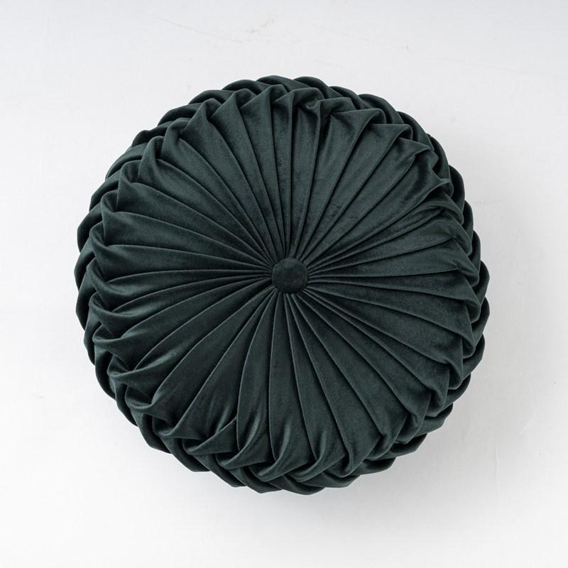 Velvet Pumpkin-Shaped Lumbar Pillow Cushion - Solid Color, Hand-Sewn.