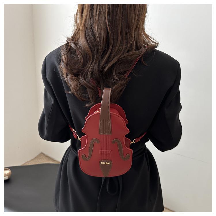 Faux Leather Violin Crossbody Bag, Sling Shoulder Purse for Women, Trendy Fiddle Shaped Handbag