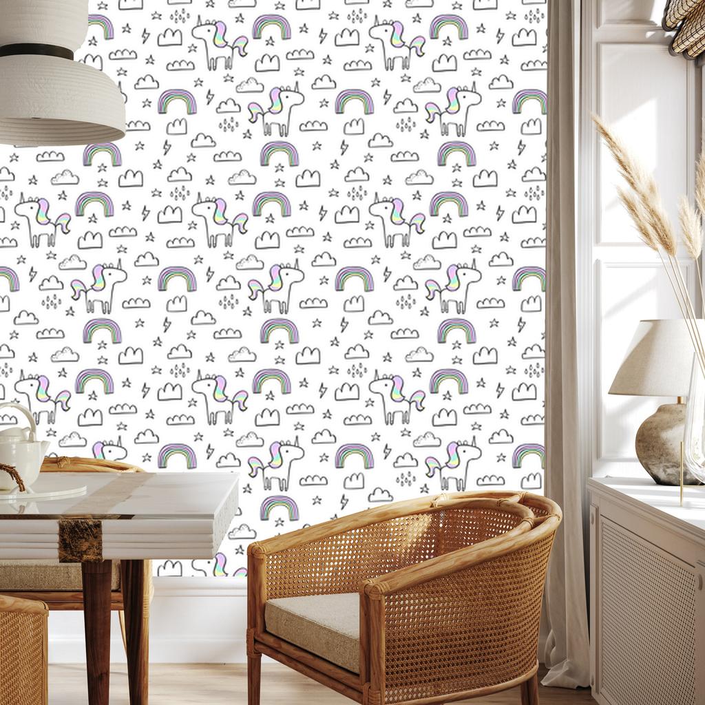 Rainbow Unicorns Wallpaper for Living Room and Bedroom 50x1000
