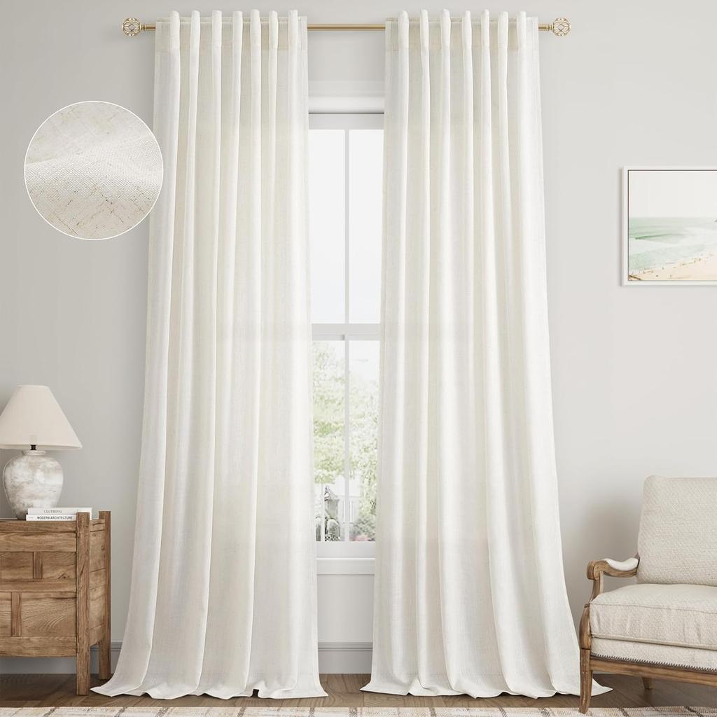350cm Elegant Stylish Height Tulle Drape Faux Linen Sheer Livingroom Space Windowpane Drapes Bedchamber Drapes Drapes