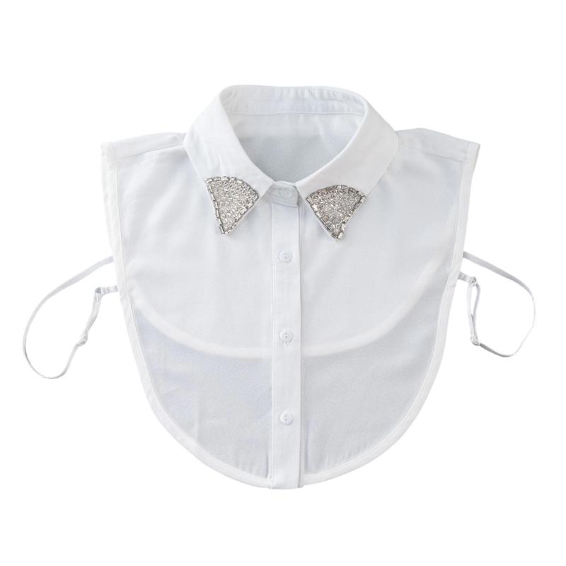 Съемный воротник Пуговица RПоловина рубашки Блузка Стразы и Бусины Декор для Быстрой Смены Образа Различные Случаи белый