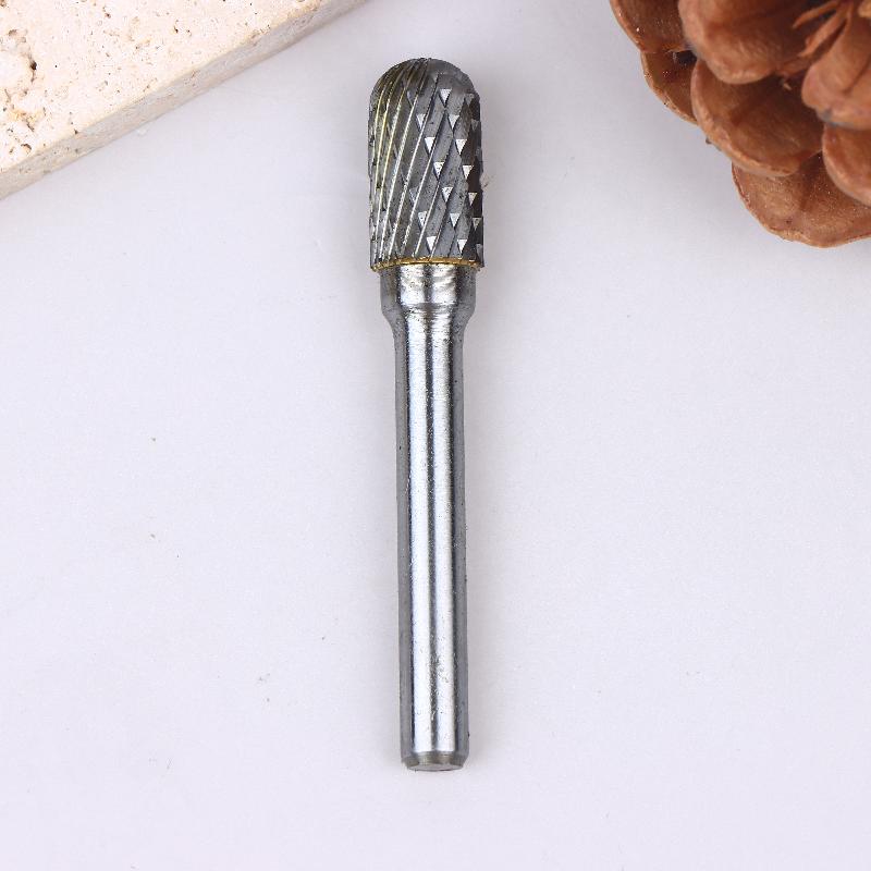 Tungsten Carbide Rotary File Burr Style C Ball Nose Cylinder 6Mm 1/4 Shank Mould Carving Tools Single Cut Milling Cutter