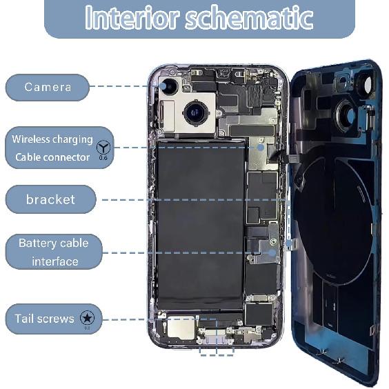 14 Back Glass Replacement with Wireless Charging Flex Cable and Camera Frame All Parts for iPhone 14 (6.1 Inch,Midnight) Replacement of Equipment