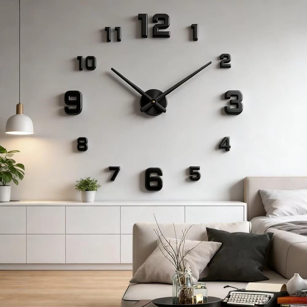 High Quality Modern Design Large Wall Clock 3D DIY Acrylic Night light Arrows Decal Frameless Wall Decoration Home Silent Clock