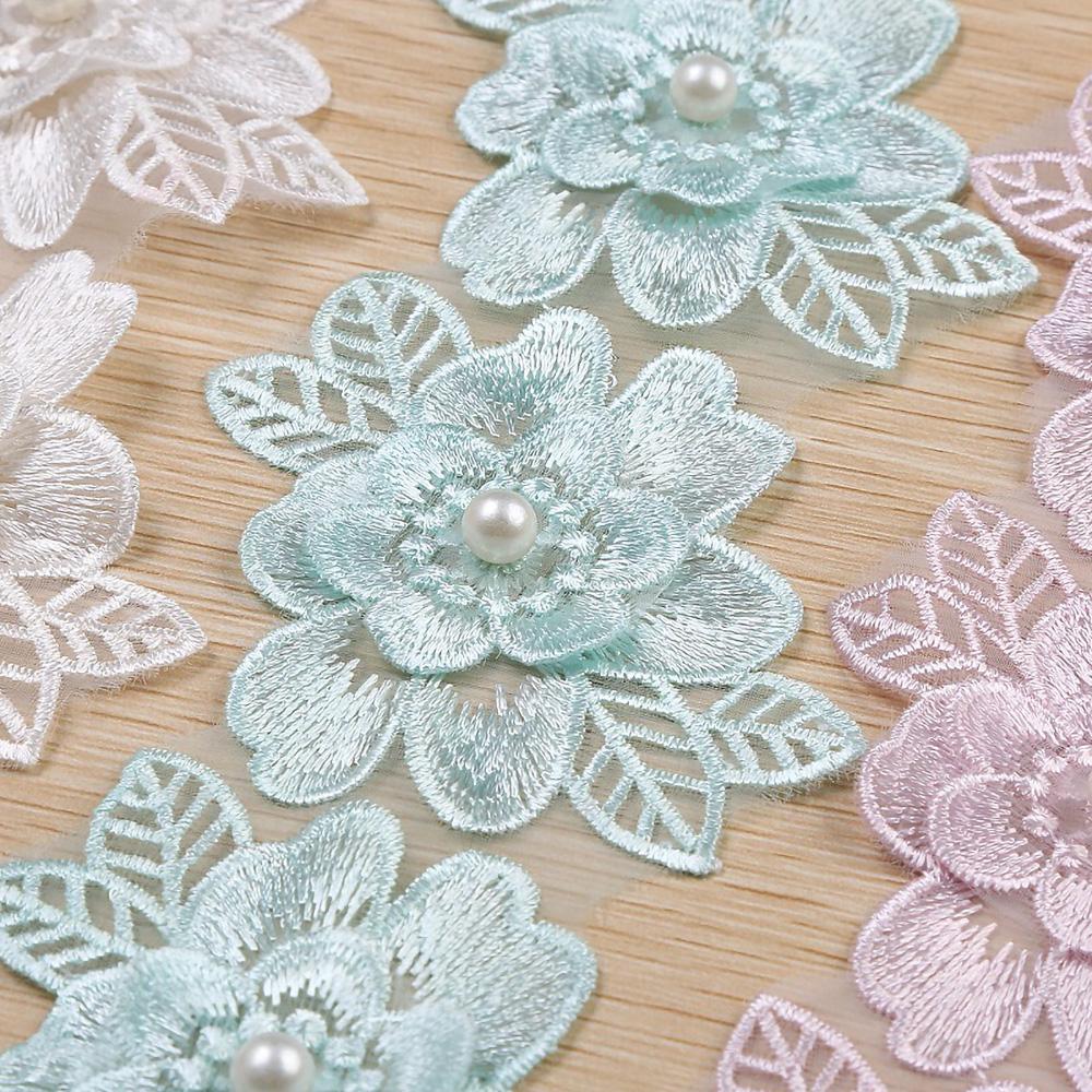 Ruban de Dentelle Brodé Perles 3D Extensible 1 Yard Pour Col Vintage Robe de Mariage Bricolage Costume d'Enfant Fournitures de Loisirs Créatifs