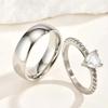 Luxury Stainless Steel Heart Zircon Wedding Rings Set Silver Color for Men Women Elegant Jewelry Party Gift