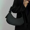 Black bag women's 2023 new 2022 niche design bow crescent bag premium texture versatile handbag