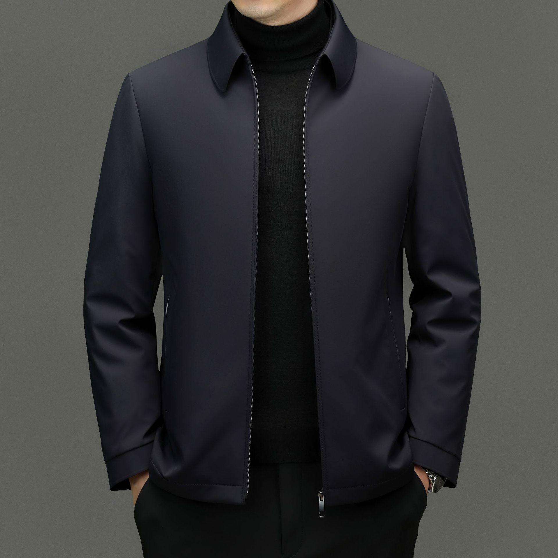 

Мужская куртка на гусином пуху, мужская куртка со съемной подкладкой и лацканами для папы, зимняя теплая куртка для людей среднего и пожилого возраста 195