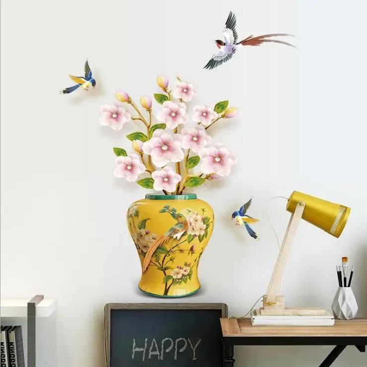 

Chinese Elegant Flowers And Butterflies Stickers Self-adhesive Removable Waterproof Stickers Bathroom Toilet Cover Stickers
