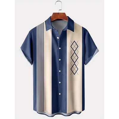 חולצת קיץ חדשה לגברים עם שרוולים קצרים, חולצת גברים מודפסת בפסים, אופנת רחוב יומיומית לגברים עם שרוולים קצרים