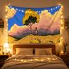 Hooded Figure Forest Landscape Tapestry Wall Art for Festival Party Backdrop Yard Bedroom Indoor Outdoor Decoration Multi Size