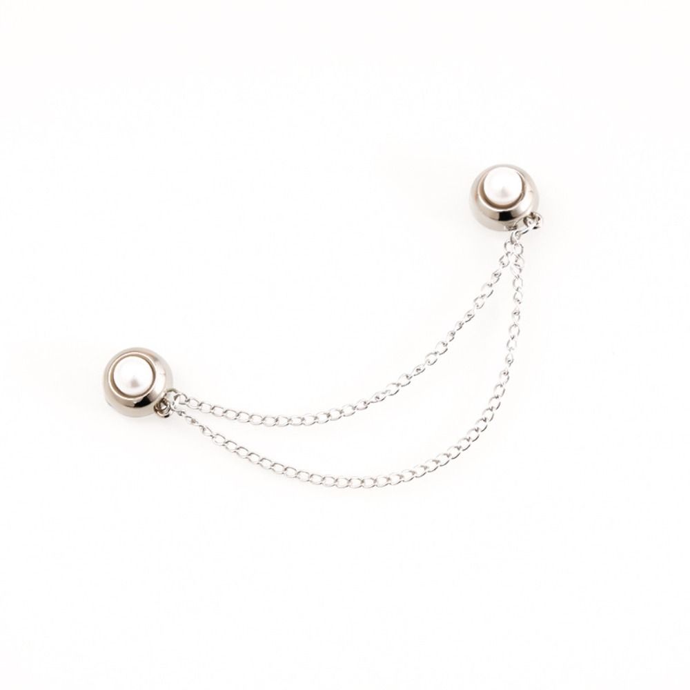 

DIY Sewing Chain Brooch Buckle Exquisite Change Shorts Legs Buckle for Headscarf Shawl Pearl-silver