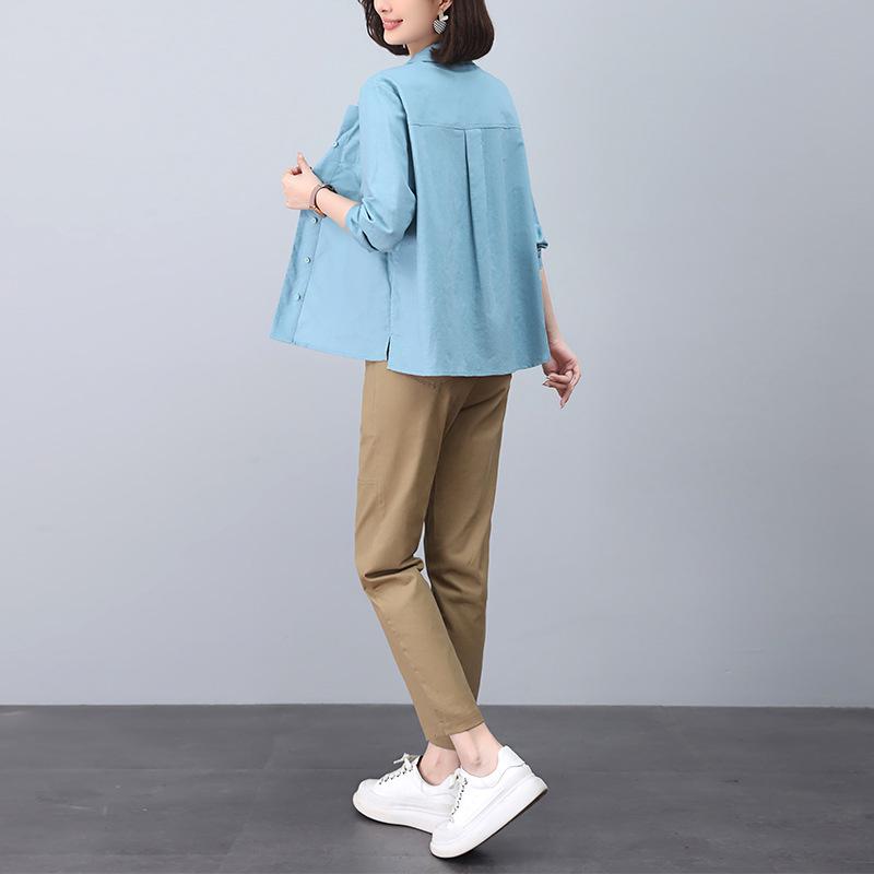 

Женская повседневная мода весна/осень 2024: Комплект из двух предметов рубашки свободного кроя для мам среднего возраста L