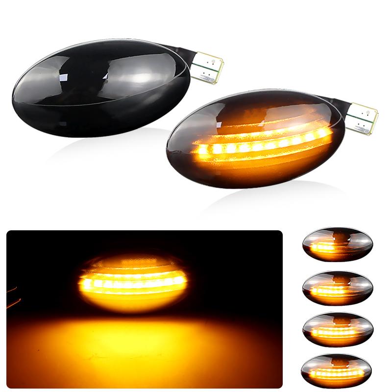 2Pcs Flowing Water Repeater Indicator Dynamic LED Side Marker Turn Signal Light For Mini Cooper R50 2002-2006 / R52 2004-2008