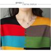 Spring Autumn New V-neck Long Sleeve Fashion Sweater Women High Street Contrast Color Pullovers Elegant Button Patchwork Tops