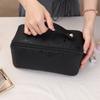 PU Cosmetic Bag Multifunctional Rhombic Lattice Large Capacity for Female Travel