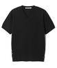 BASEMOMENT Side Slit V-Neck Half Knit Black